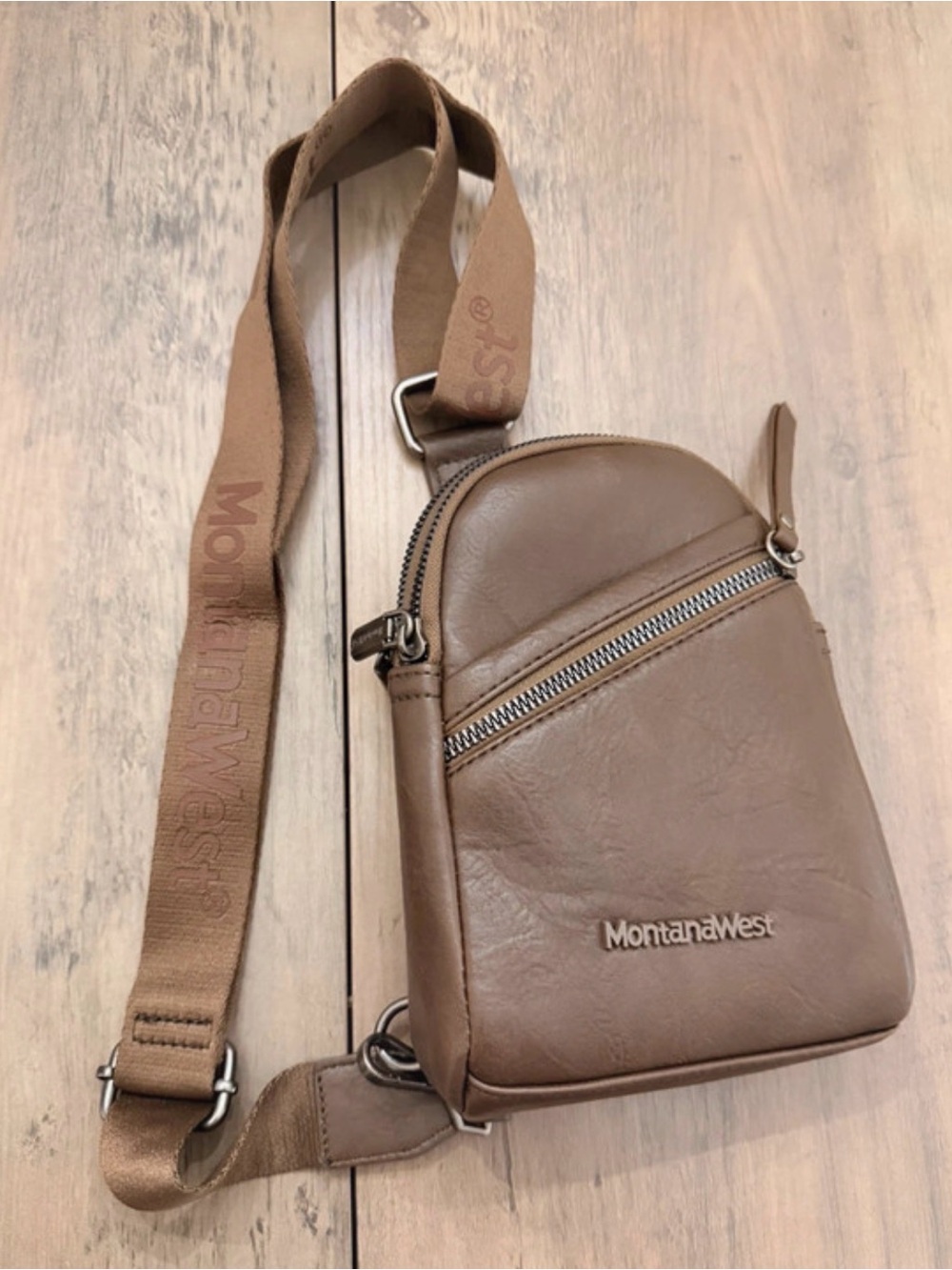 Montana West Brown Crossbody Bag with Branded Strap